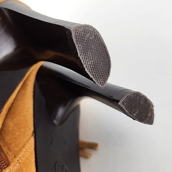 Predictions Collection Tan Suede Leather Fringed Heeled Boot Westen Style Sz 5.5 - Picture 9 of 16